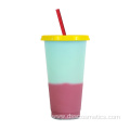 Custom Color Changing Cup Reusable Plastic Skinny Tumbler Plastic Cup With Straw